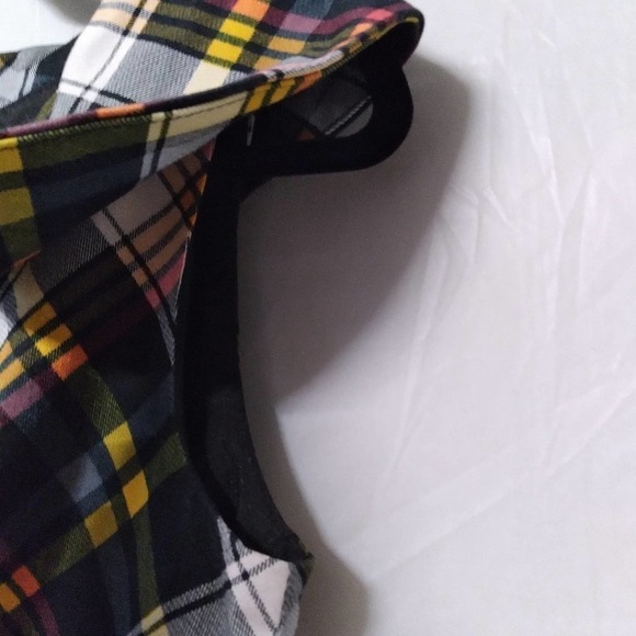 Jolie Moi Yellow Black Plaid Retro Sheath Dress - Picture 8 of 12